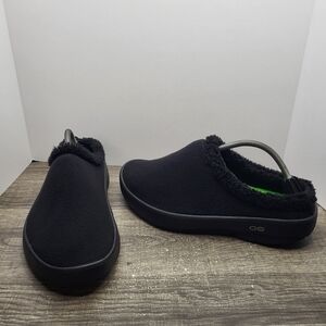Oofos OOcoozie Mule Mens Size 11.5 Black Casual Walking Slip On Recovery Slipper